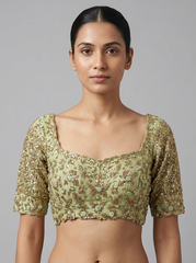 Sea Green Net Embroidery Blouse