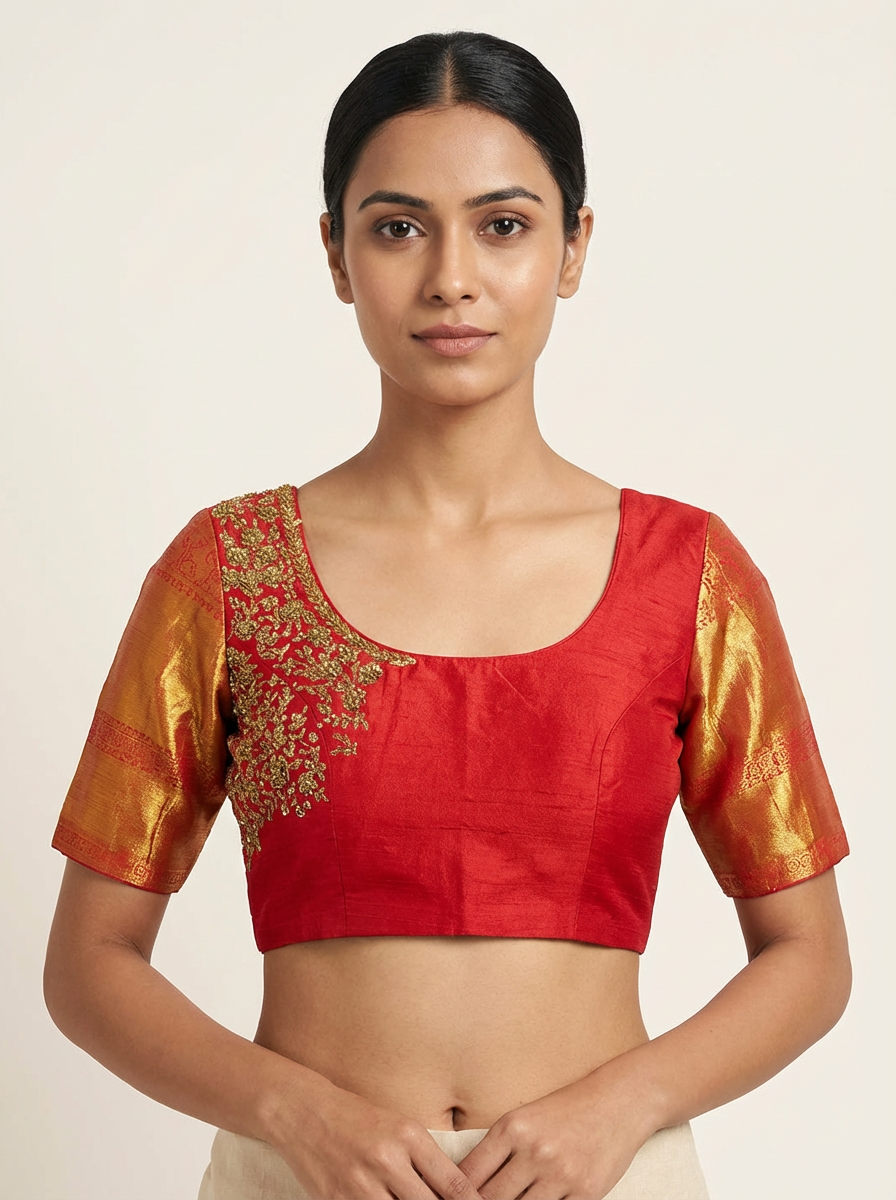 Red Pattu Blouse