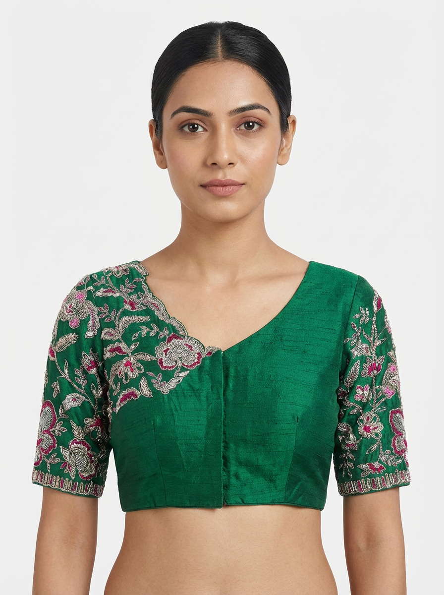 Green Rawsilk Blouse