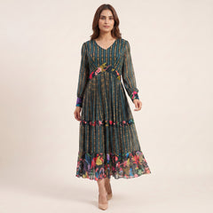 Ara Tiered Dress- Bottle Green