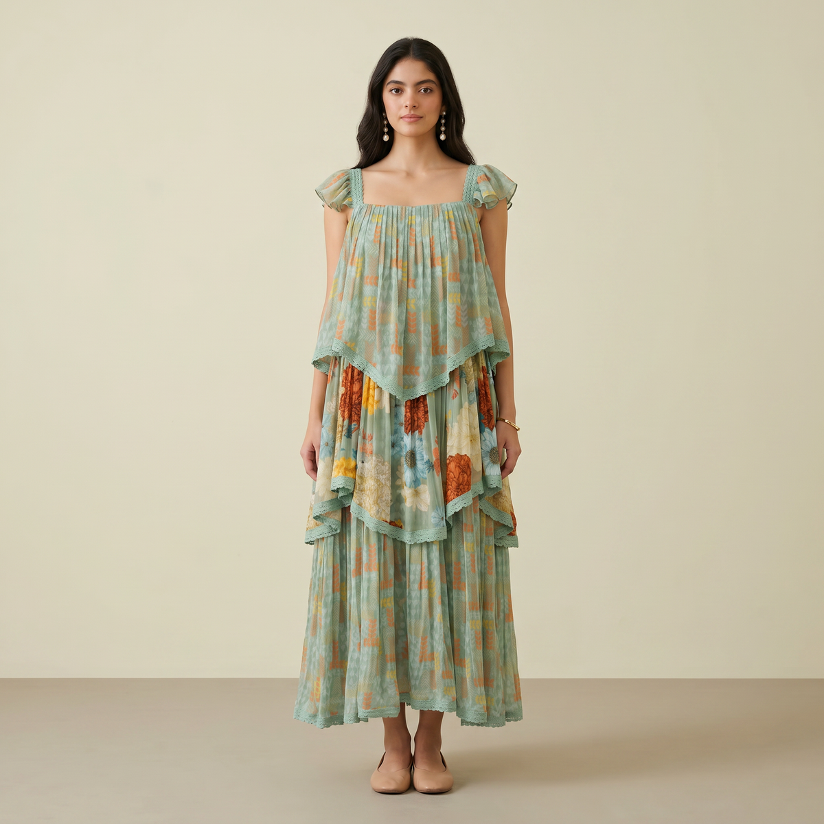 Arnica Layered Dress- Sage Mint