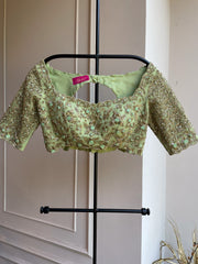 DS - Hand Embroidered Blouse - Pista green