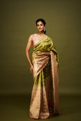 Hemal saree set - Peach & Green