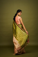 Hemal saree set - Peach & Green