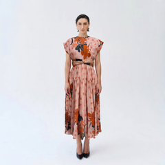 Aurora Floral Midi Dress- Coral