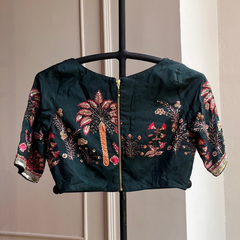 Kalla Floral Embroidered Blouse- Green
