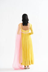 Fana Yellow Dress with Pink dupatta