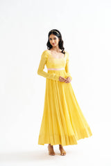 Fana Yellow Dress with Pink dupatta