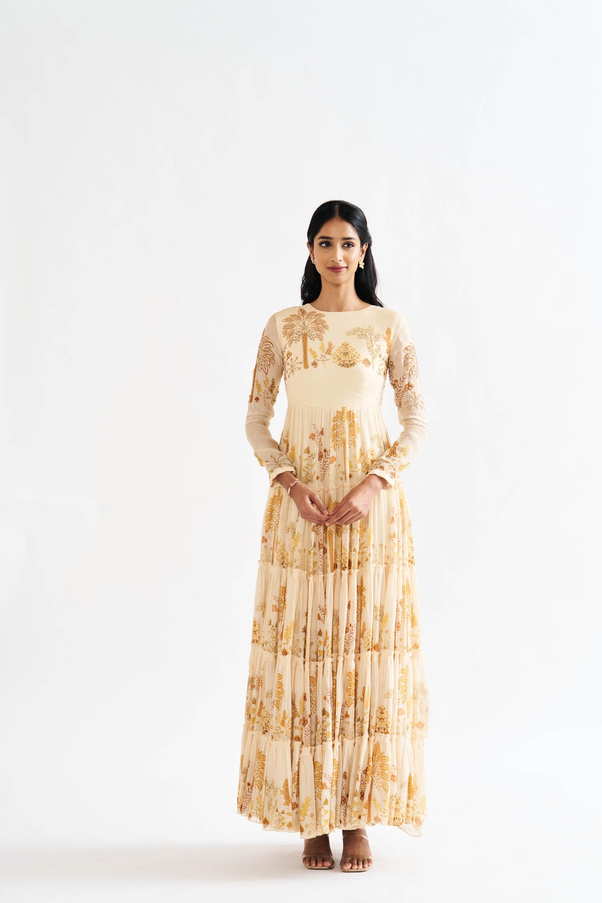 Anala Beige Printed Dress RTS