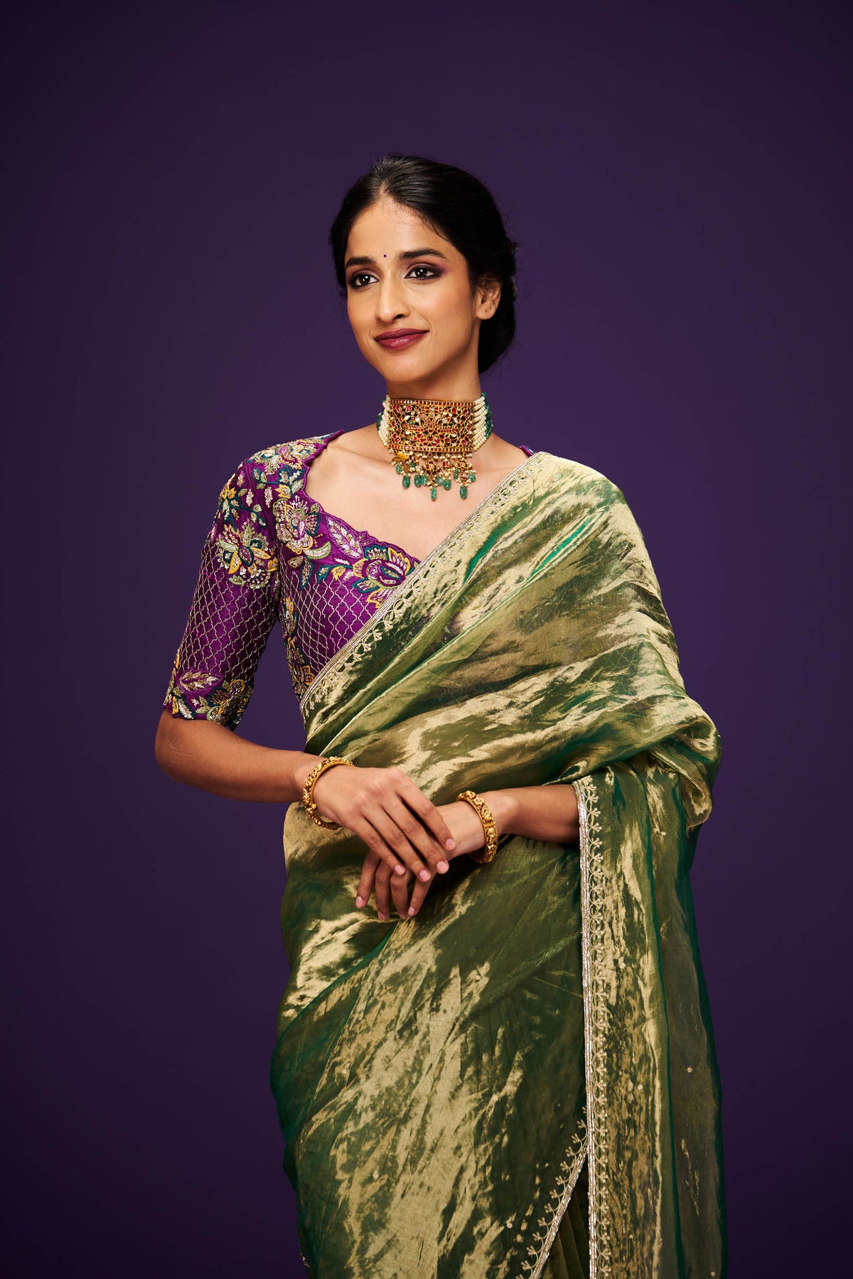 Sarovara Tissue Saree and Blouse Set