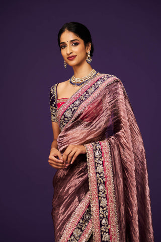 Ridhila Tissue Embroidery Saree and Blouse Set