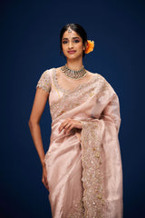 Aloka Tissue Embroidery Saree and Blouse Set