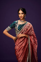 Tarangini Tissue Embroidery Saree and Blouse Set