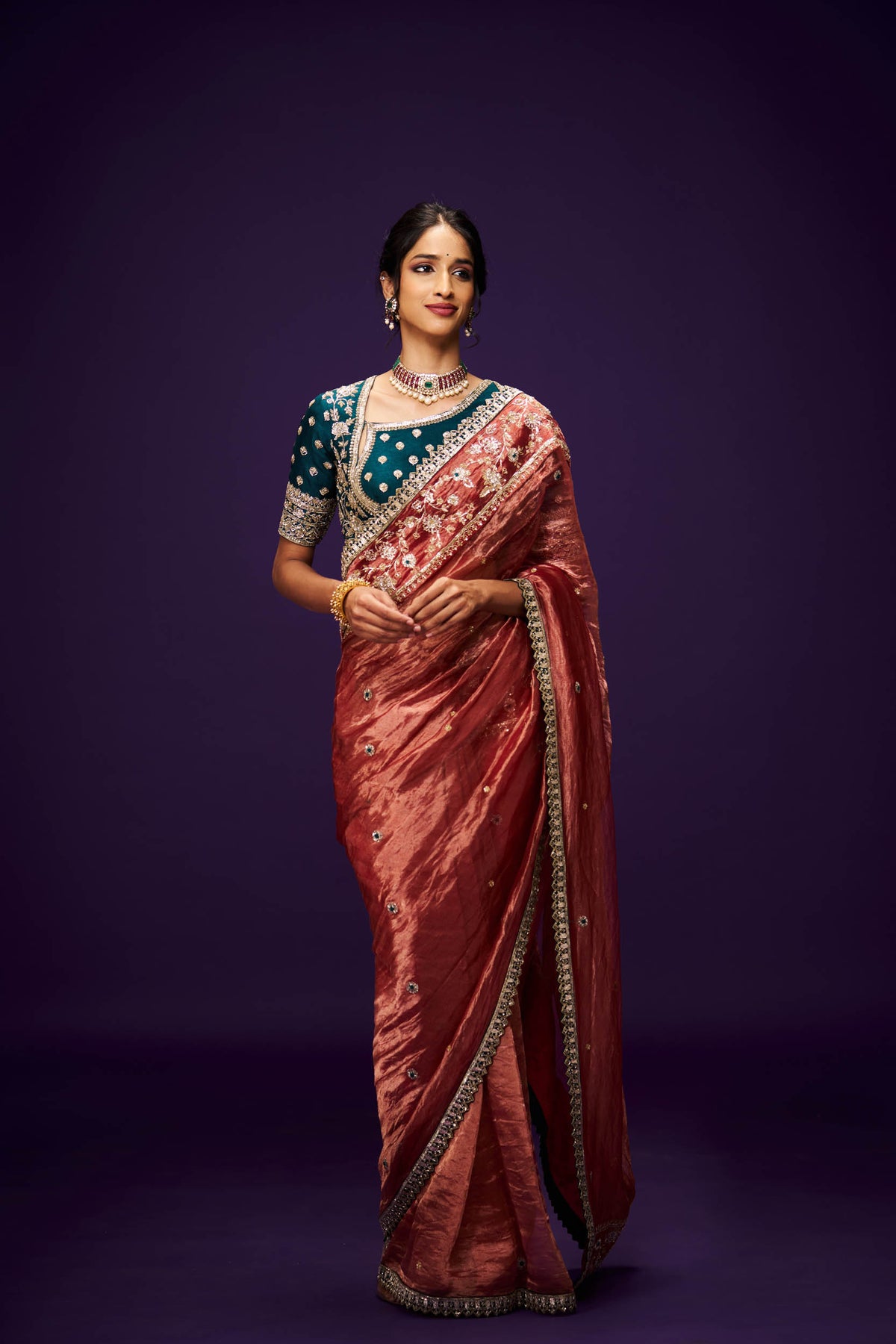 Tarangini Tissue Embroidery Only Saree