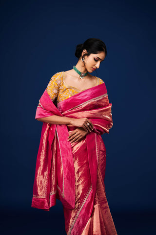 Mrudula Tissue Embroidered Saree and Blouse Set