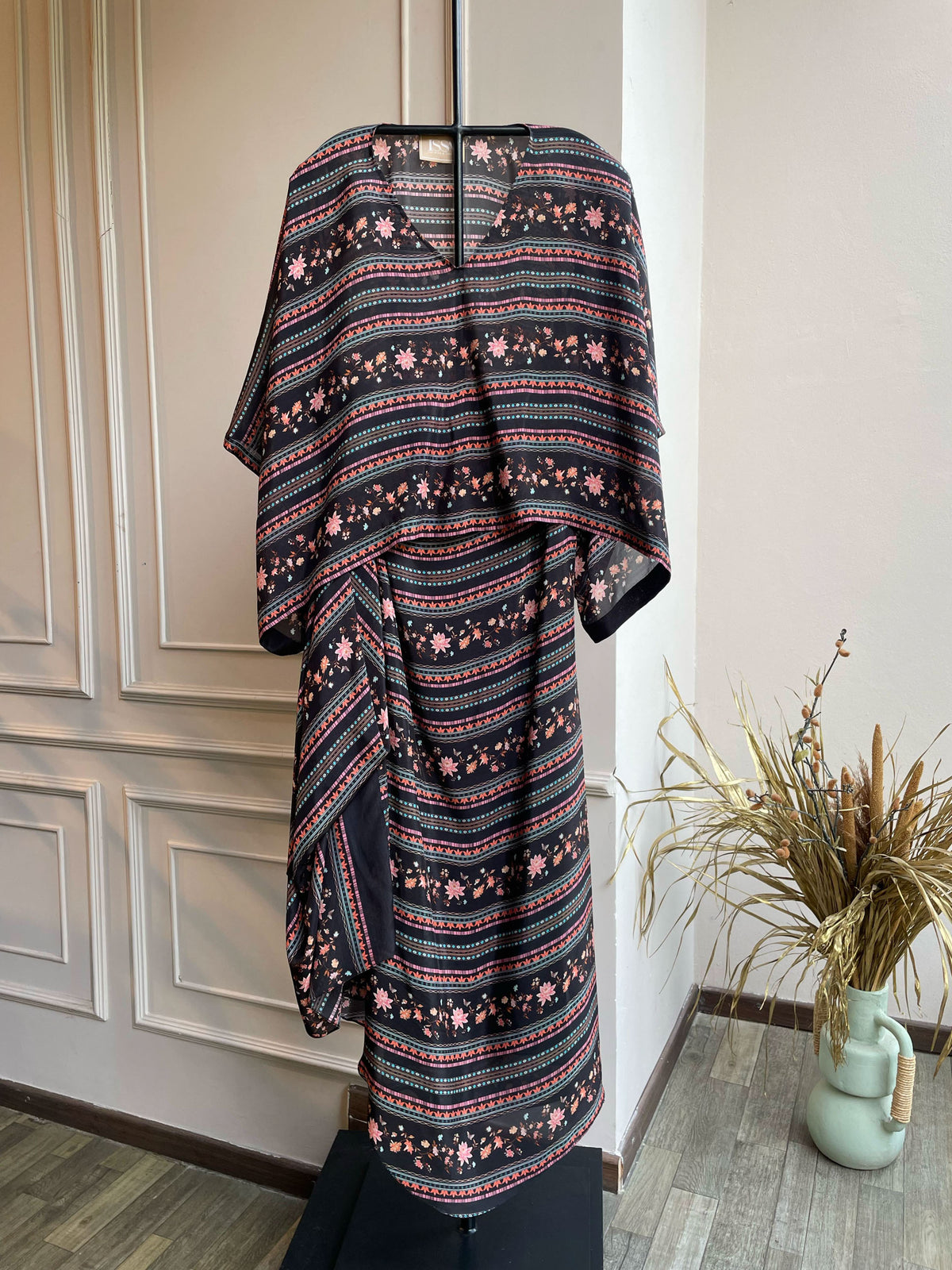 Ira-Black Kaftan & Drape Skirt