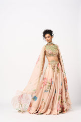 Kimaya Lehenga Set With Dupatta - Peach