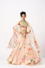 Kimaya Lehenga Set With Dupatta - Peach