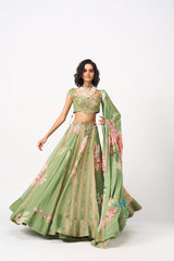 Ruhitha Lehenga Set With Dupatta- Green