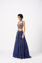 Neeha Lehenga Set- Navy Blue