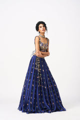 Neeha Lehenga Set- Navy Blue
