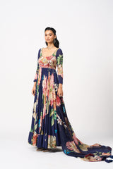 Arditha Dress With Dupatta - Navy Blue