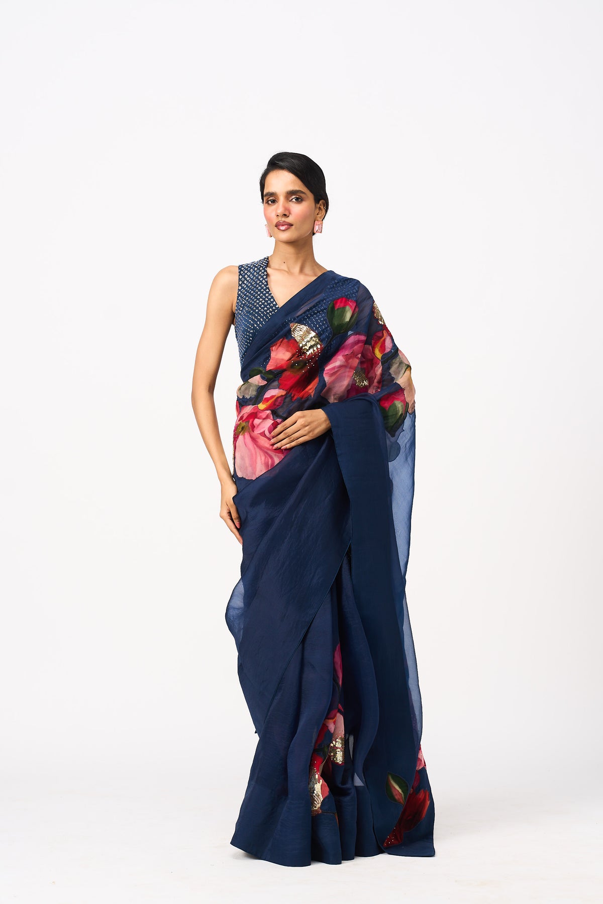 Aleera Saree Set- Navy Blue