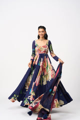 Arditha Dress With Dupatta - Navy Blue