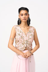 Minya Drape Skirt Set- Baby Pink