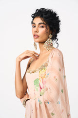 Shanvi Dress With Dupatta - Peach