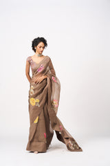 Paru Saree Set- Brown