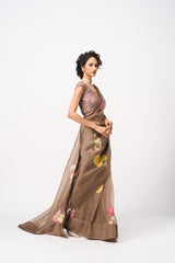 Paru Saree Set- Brown