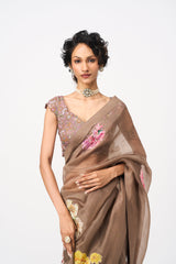 Paru Saree Set- Brown