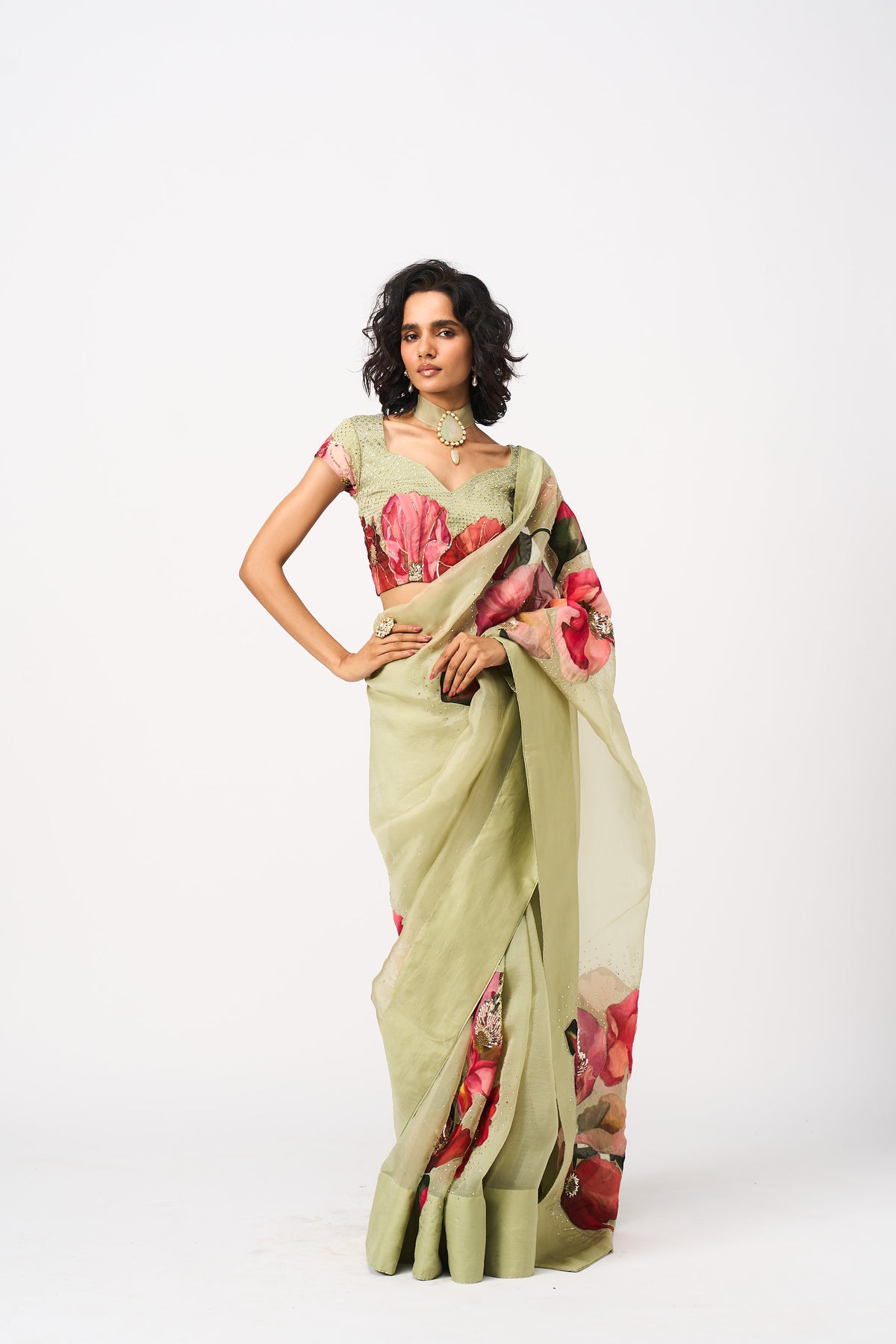 Aakshi Saree Set- Green