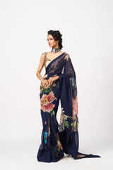 Mahani Saree Set- Navy Blue