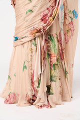 Tamaya Drape Saree Set- Peach