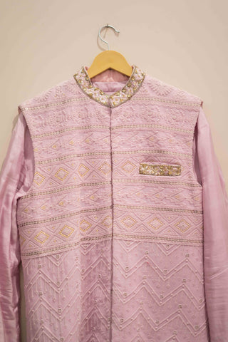 DS - lavender chikankari jacket with kurtha