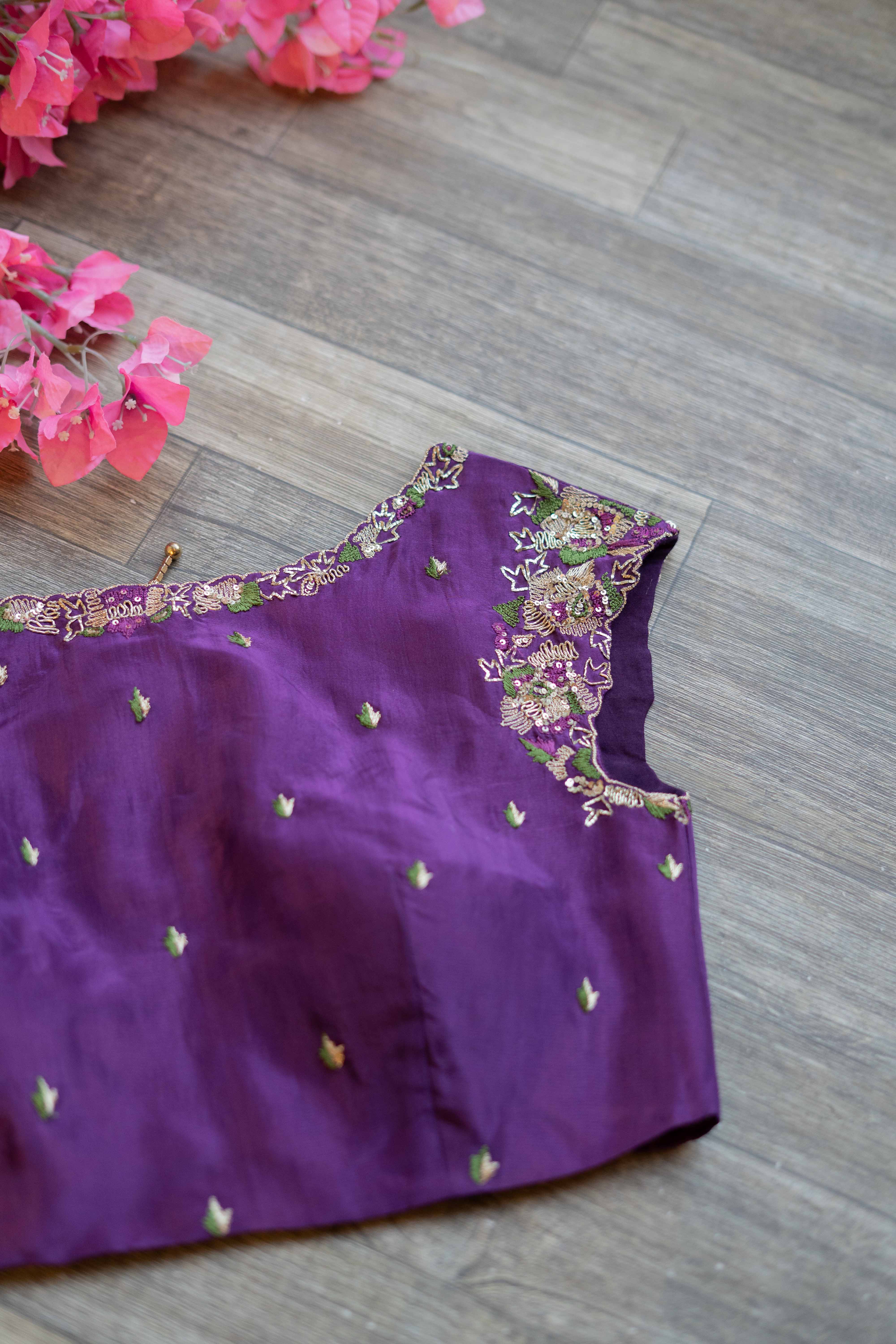 Purple embroidered blouse