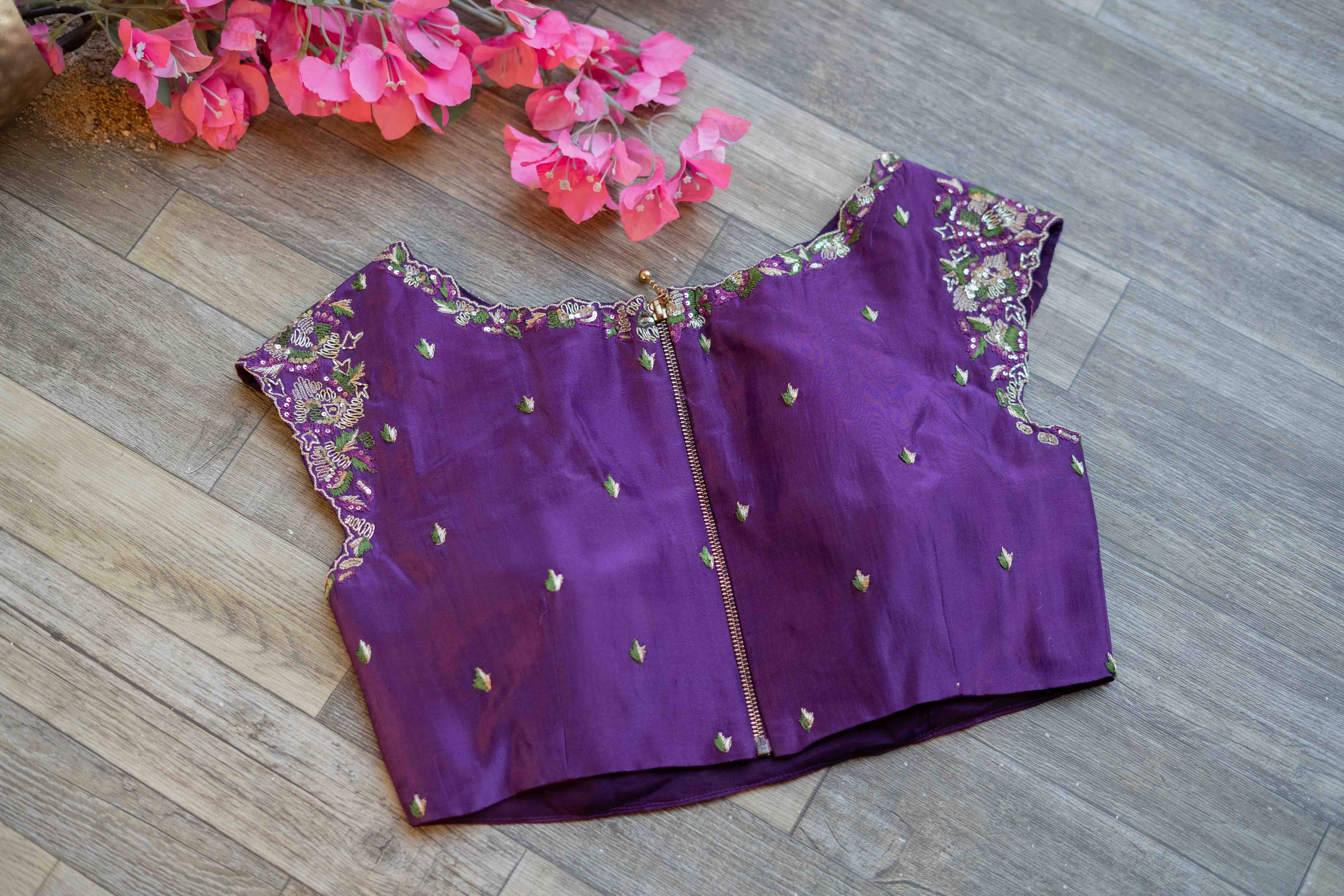 Purple embroidered blouse