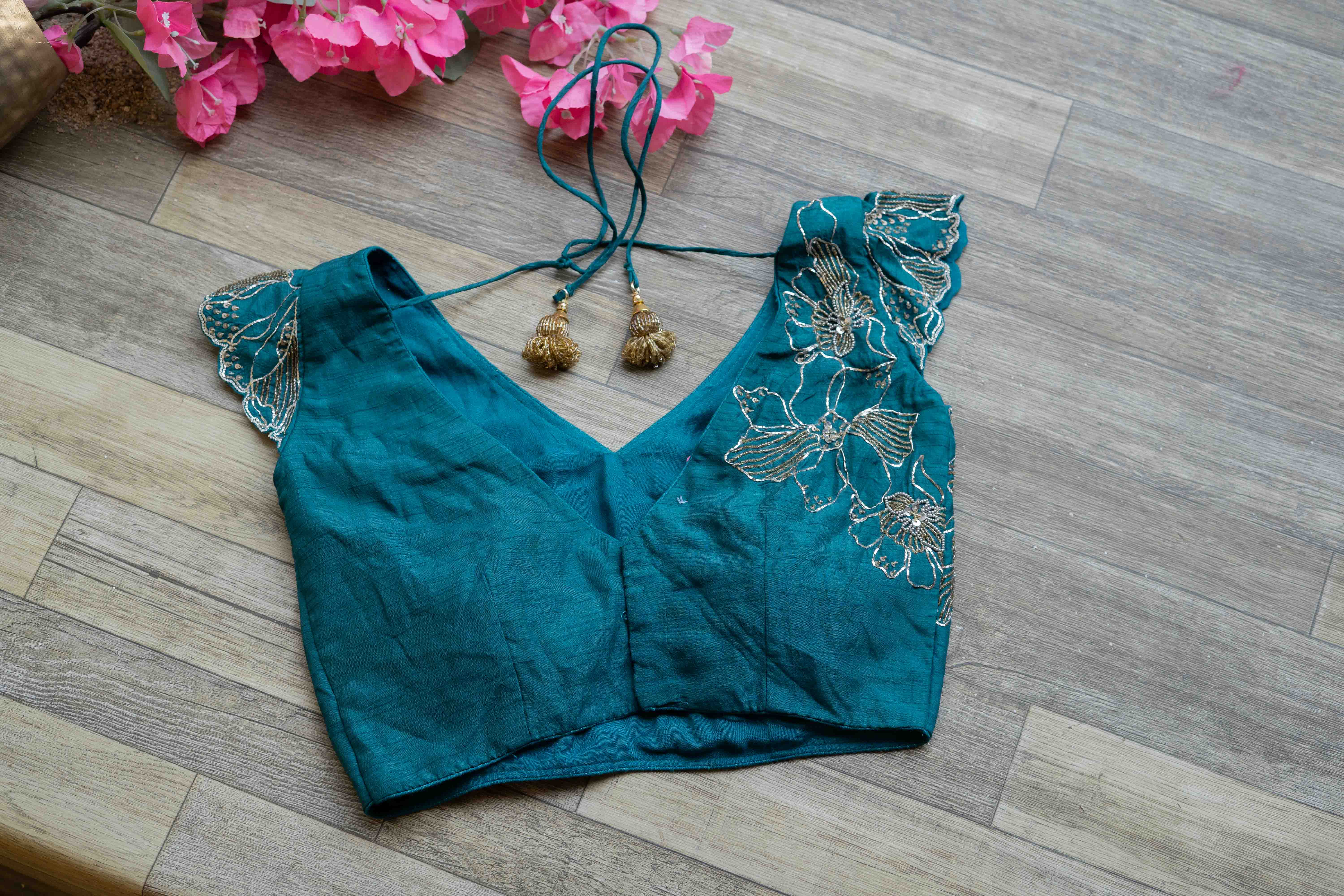 Blue embroidery blouse