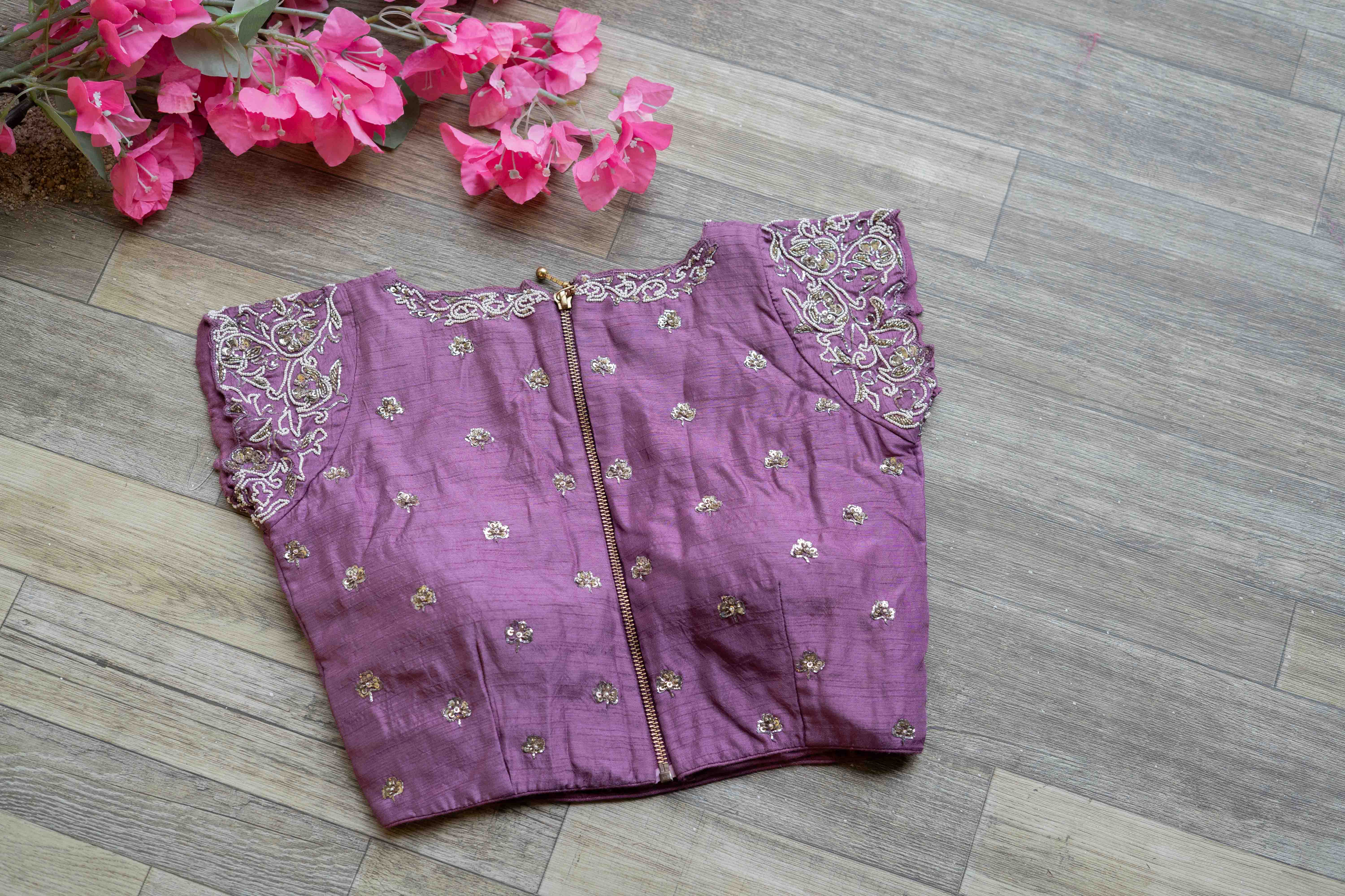 Mauve embroidery blouse