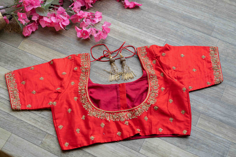 Orange embroidery blouse