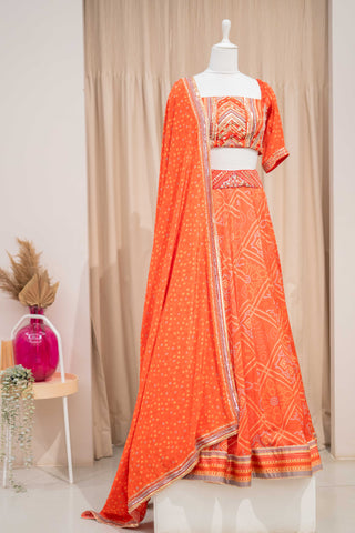 DS - orange bandhini lehenga