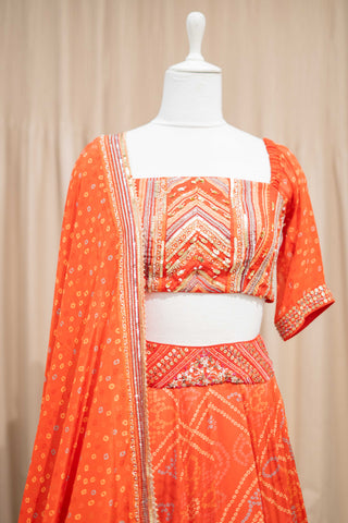 DS - orange bandhini lehenga