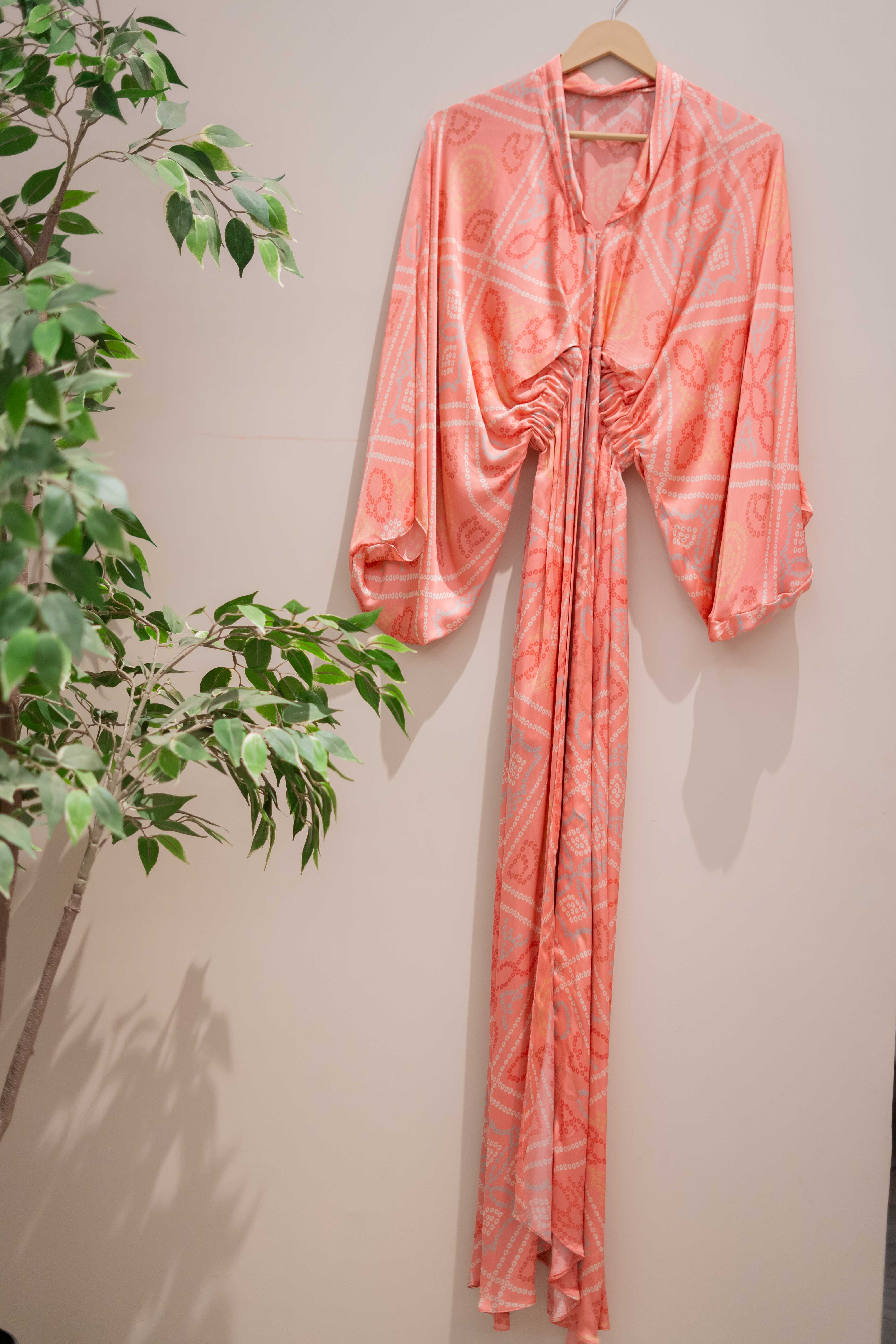 DS - Coral bandhini dress