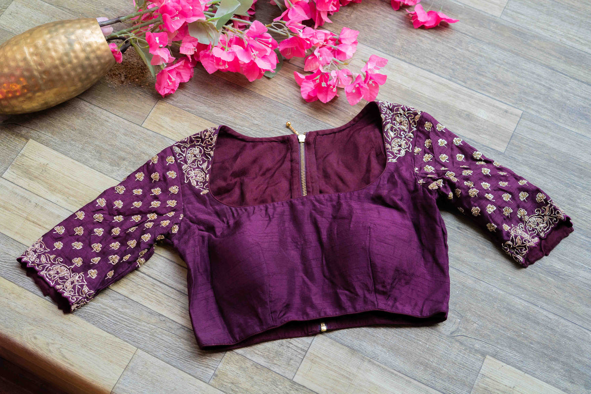 Wine embroidered blouse