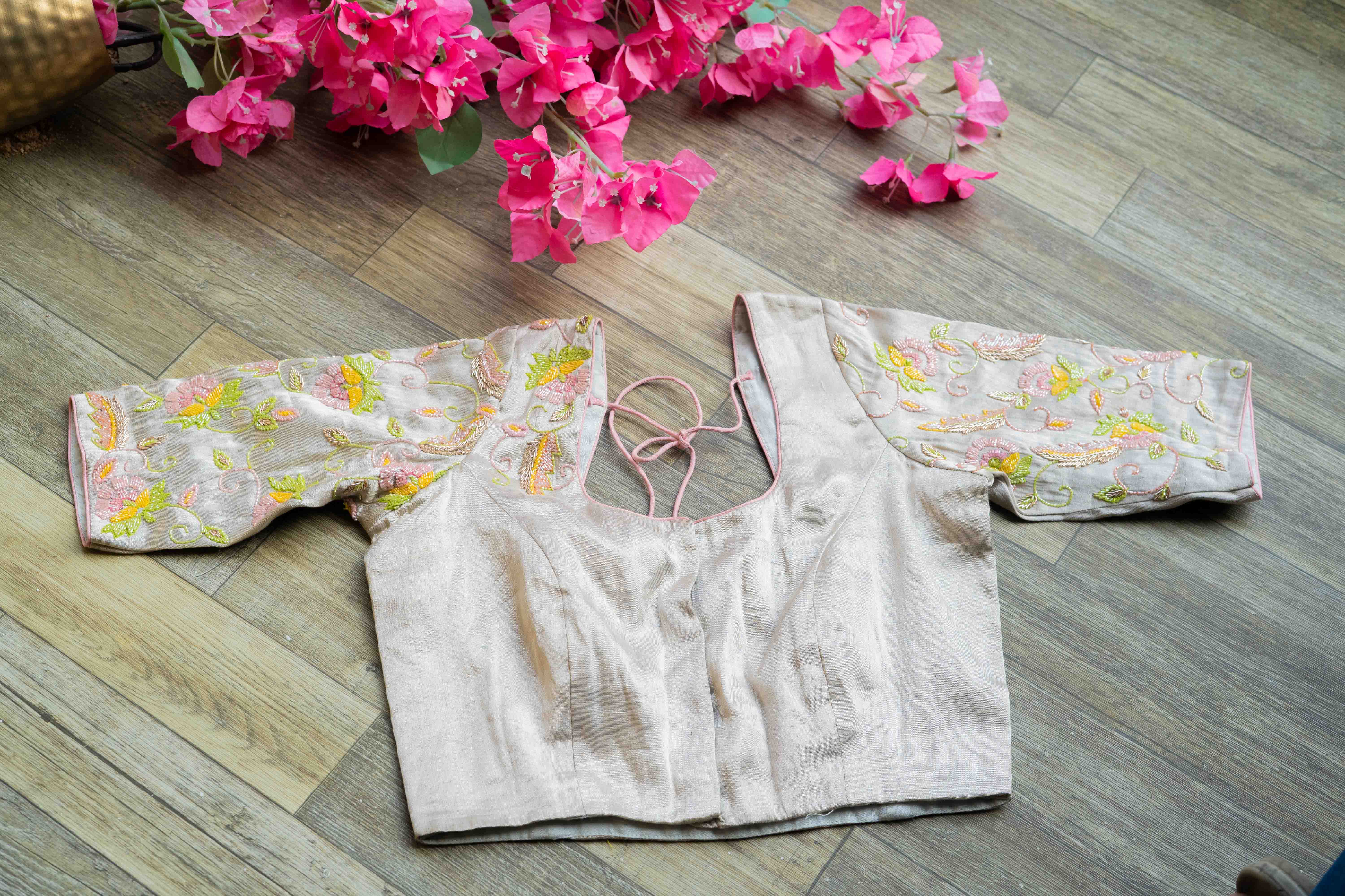 Silver tissue embroidered blouse