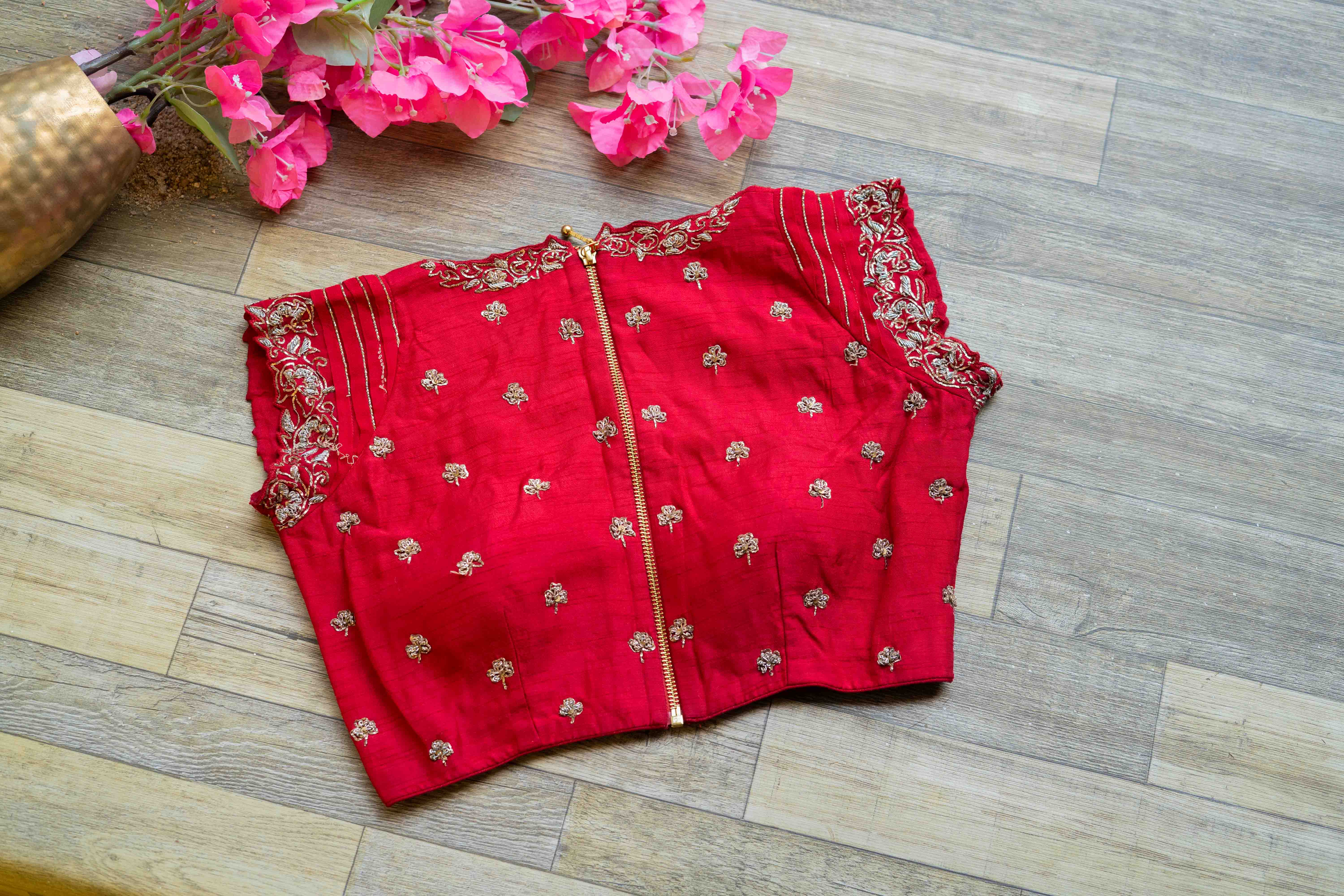 Red embroidered blouse
