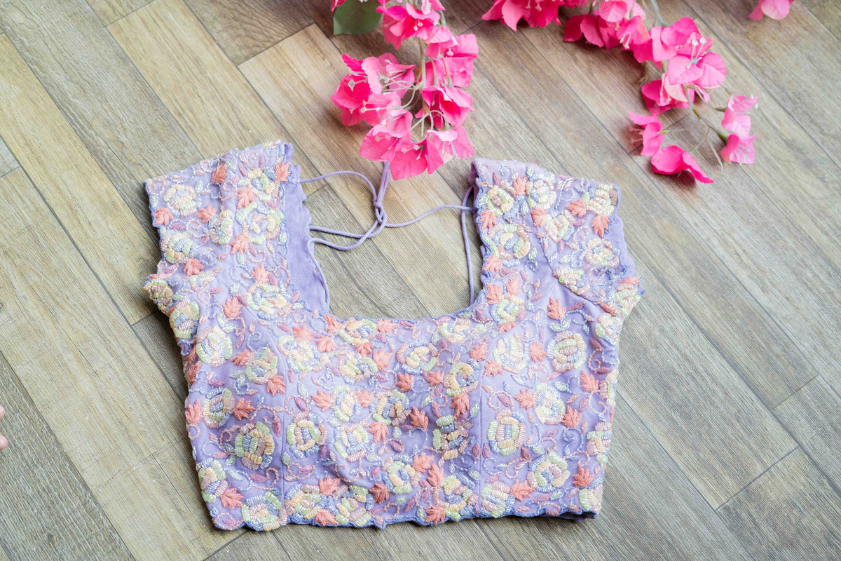 Lavender embroidered blouse