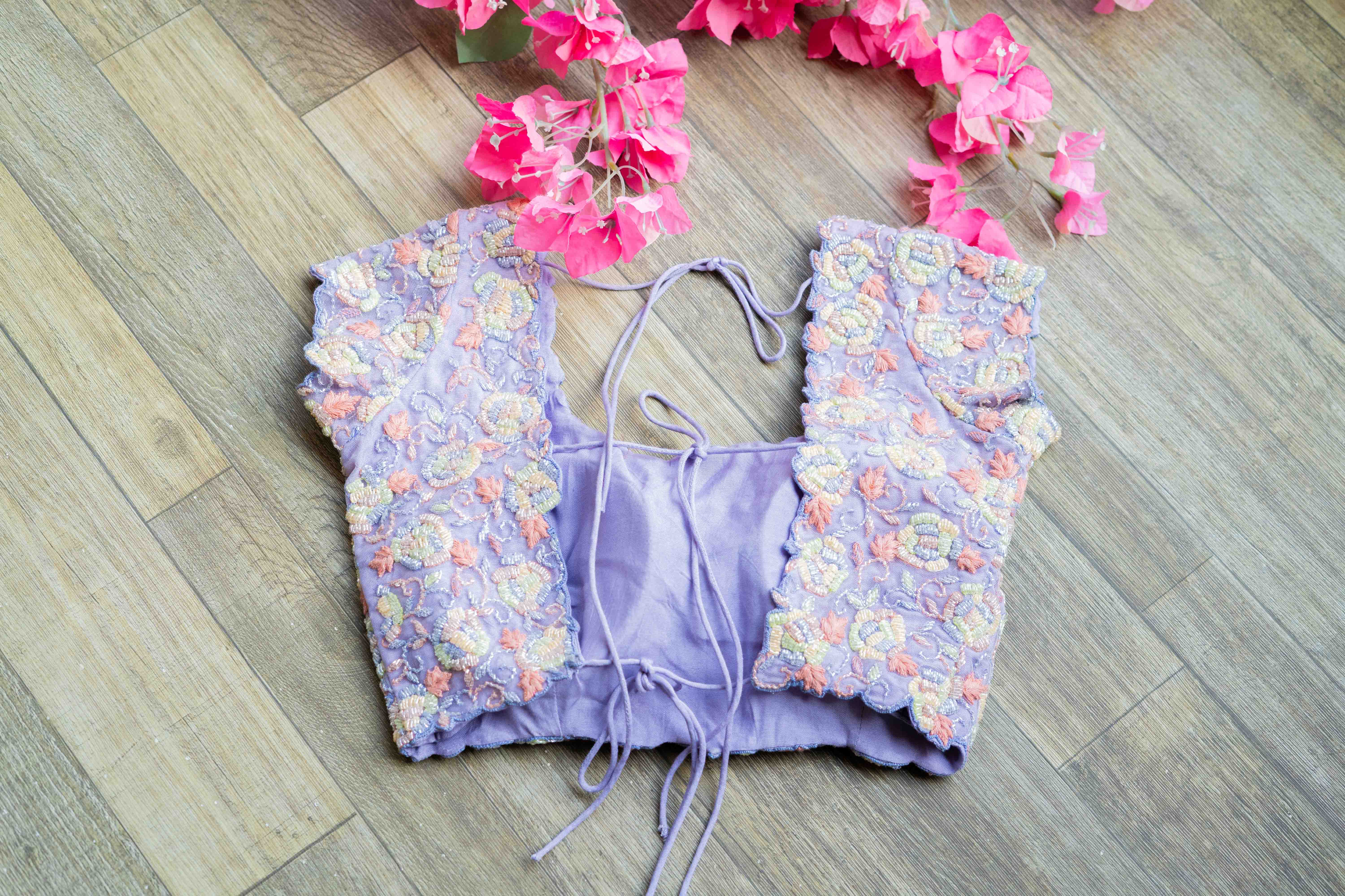 Lavender embroidered blouse